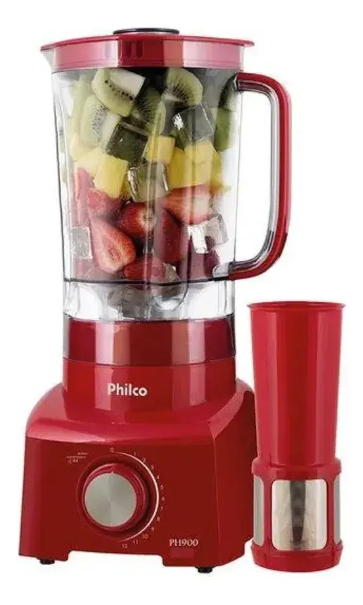 Potência do liquidificador Philco PH900 de 1200W triturando gelo.